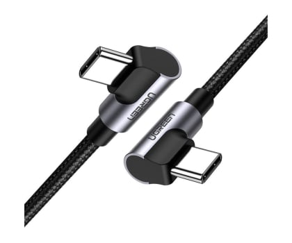 Kabel USB UGREEN Kabel USB-C do USB-C kątowy US323 PD 3A 60W 1m czarny